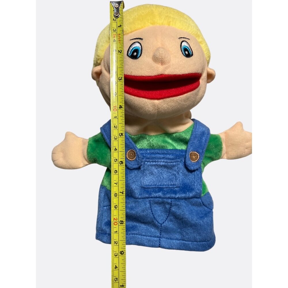 Lakeshore Soft Plush Puppet Doll Blue Overalls 11.5 inches - Picture 5 of 8